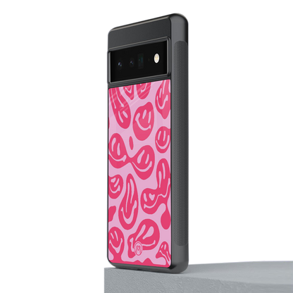 acid smiles bubblegum pink edition back phone cover | glass case for google pixel 6 pro