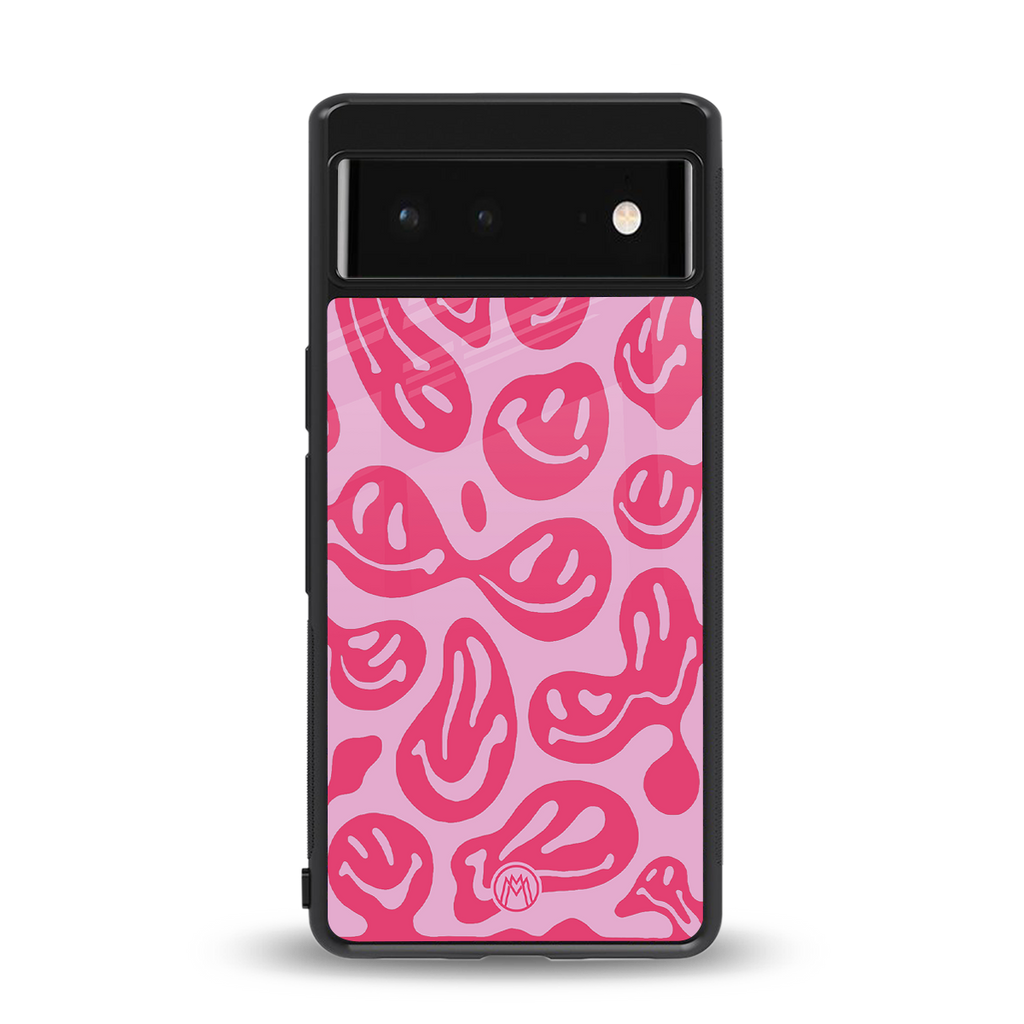 acid smiles bubblegum pink edition back phone cover | glass case for google pixel 6