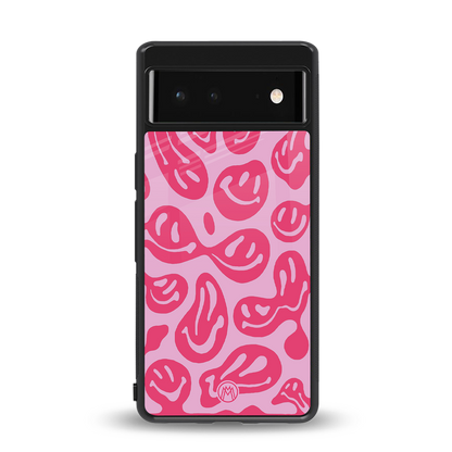 acid smiles bubblegum pink edition back phone cover | glass case for google pixel 6