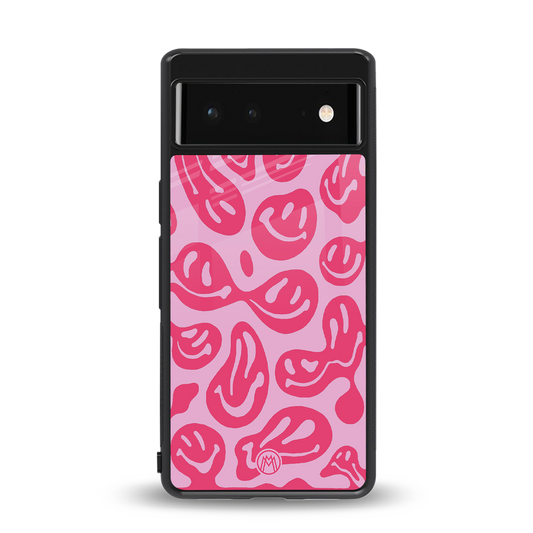 acid smiles bubblegum pink edition back phone cover | glass case for Google Pixel 6A