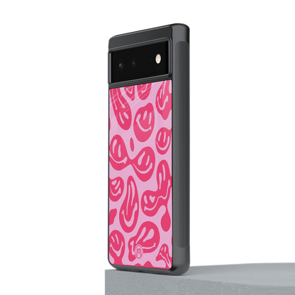 acid smiles bubblegum pink edition back phone cover | glass case for Google Pixel 6A