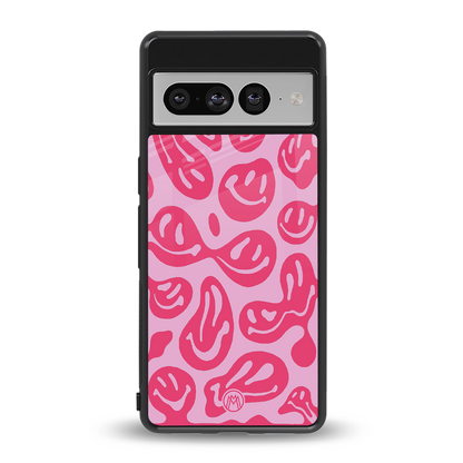 acid smiles bubblegum pink edition back phone cover | glass case for google pixel 7 pro