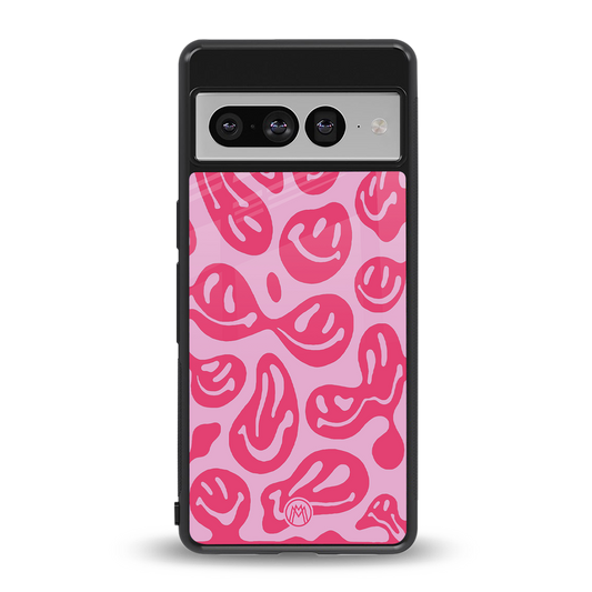acid smiles bubblegum pink edition back phone cover | glass case for google pixel 7 pro