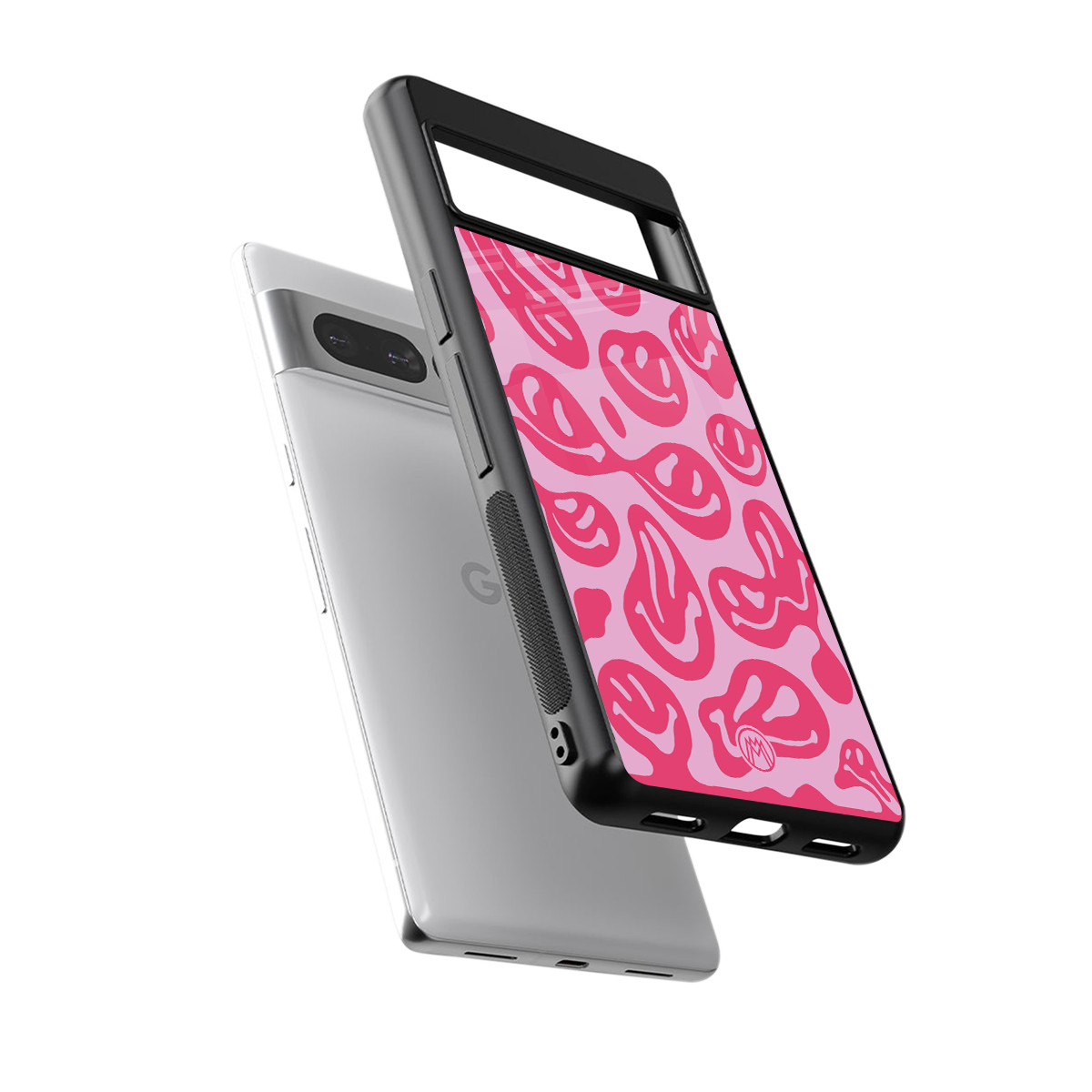 acid smiles bubblegum pink edition back phone cover | glass case for google pixel 7 pro