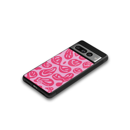 acid smiles bubblegum pink edition back phone cover | glass case for google pixel 7 pro