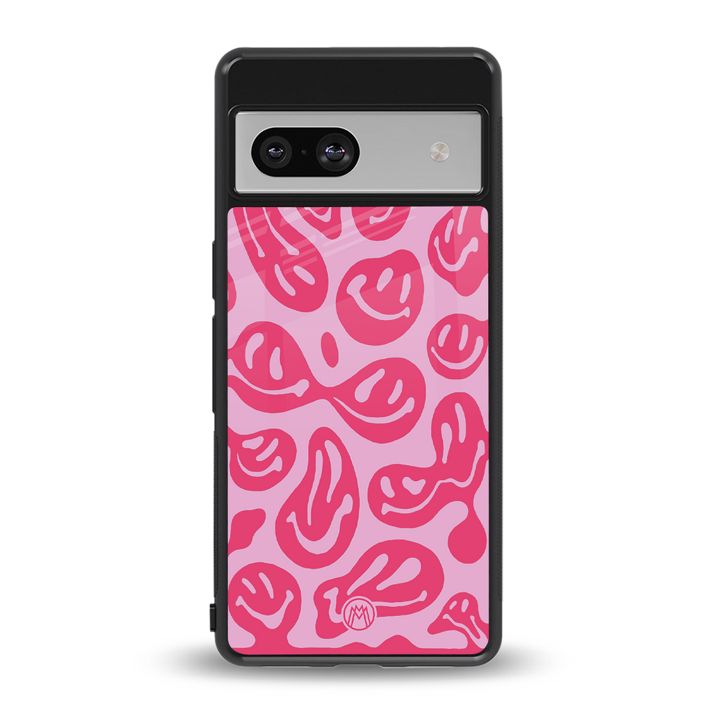 acid smiles bubblegum pink edition back phone cover | glass case for Google Pixel 7