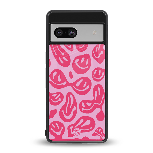 acid smiles bubblegum pink edition back phone cover | glass case for Google Pixel 7
