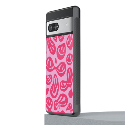 acid smiles bubblegum pink edition back phone cover | glass case for Google Pixel 7
