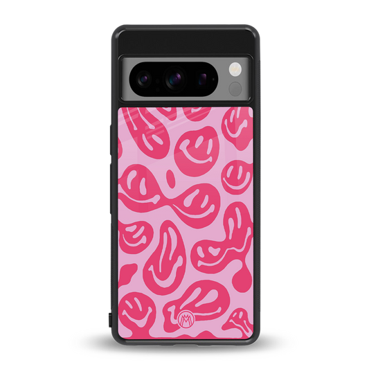 acid smiles bubblegum pink edition back phone cover | glass case for google pixel 8 pro