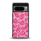 acid smiles bubblegum pink edition back phone cover | glass case for google pixel 8 pro