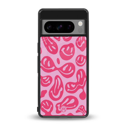 acid smiles bubblegum pink edition back phone cover | glass case for google pixel 8 pro