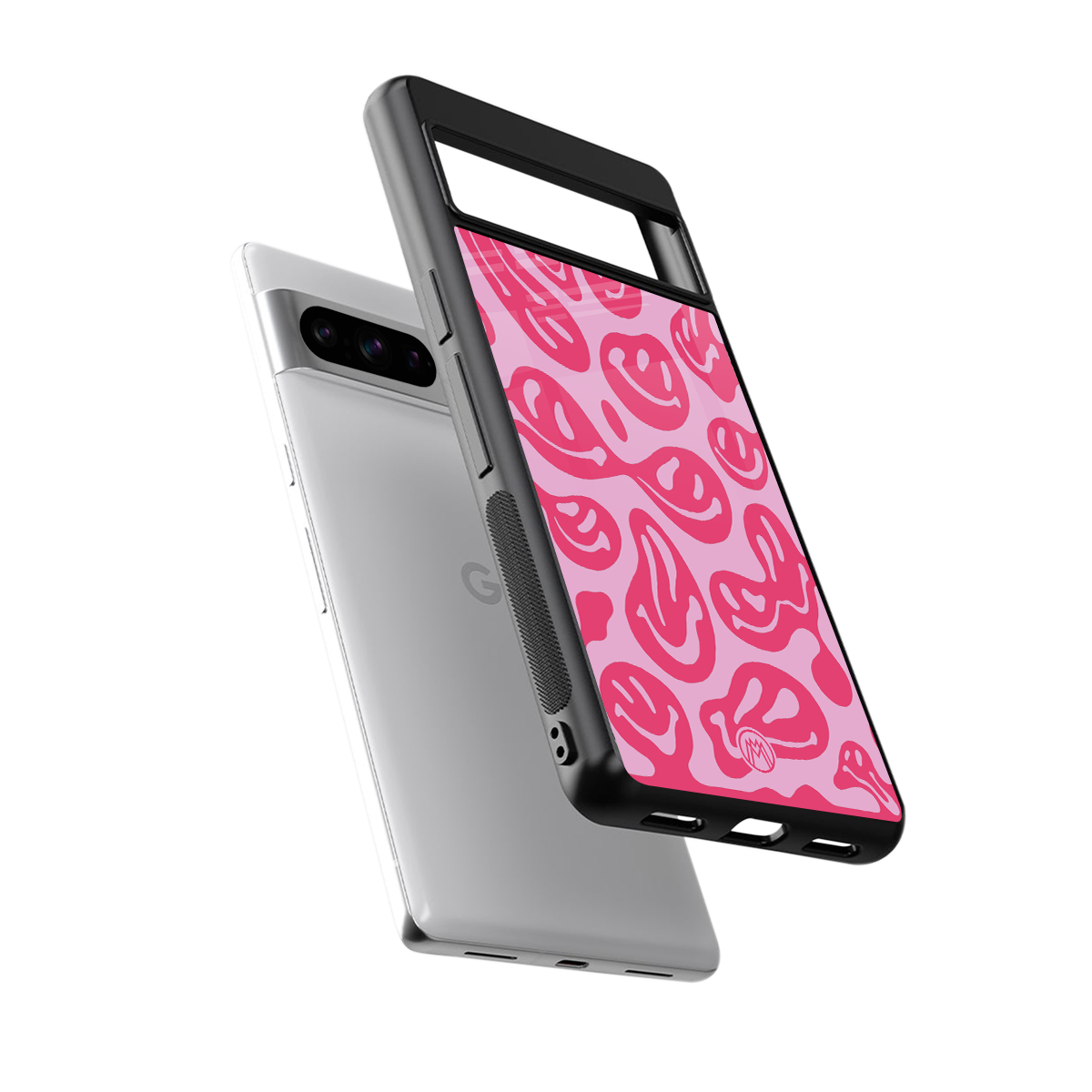 acid smiles bubblegum pink edition back phone cover | glass case for google pixel 8 pro