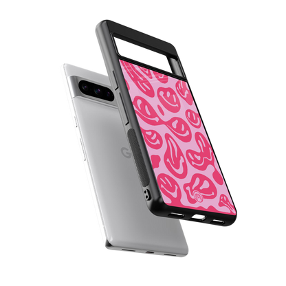 acid smiles bubblegum pink edition back phone cover | glass case for google pixel 8 pro