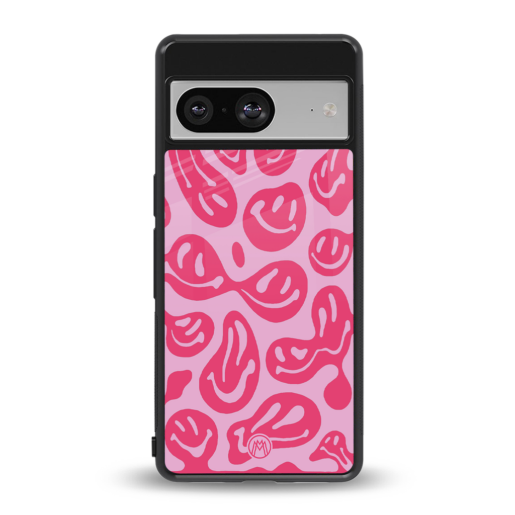 acid smiles bubblegum pink edition back phone cover | glass case for Google Pixel 8
