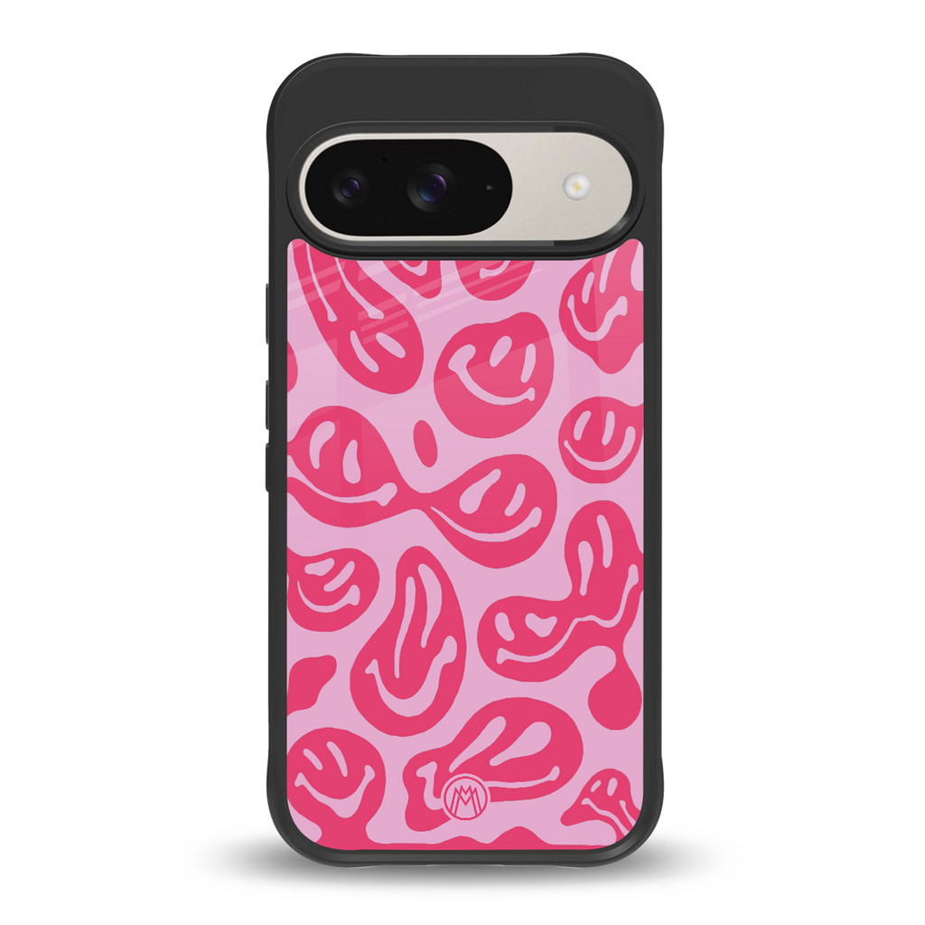 acid smiles bubblegum pink edition back phone cover | glass case for google pixel 9