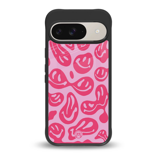 acid smiles bubblegum pink edition back phone cover | glass case for google pixel 9