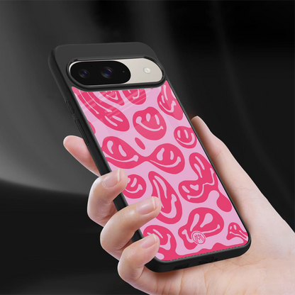 acid smiles bubblegum pink edition back phone cover | glass case for google pixel 9