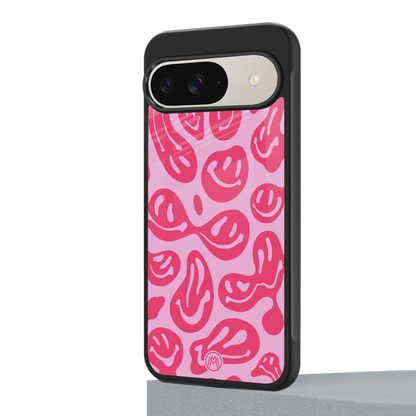 acid smiles bubblegum pink edition back phone cover | glass case for google pixel 9