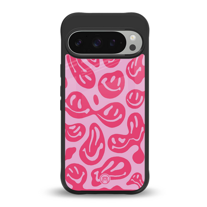acid smiles bubblegum pink edition back phone cover | glass case for google pixel 9 pro xl