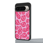 acid smiles bubblegum pink edition back phone cover | glass case for google pixel 9 pro