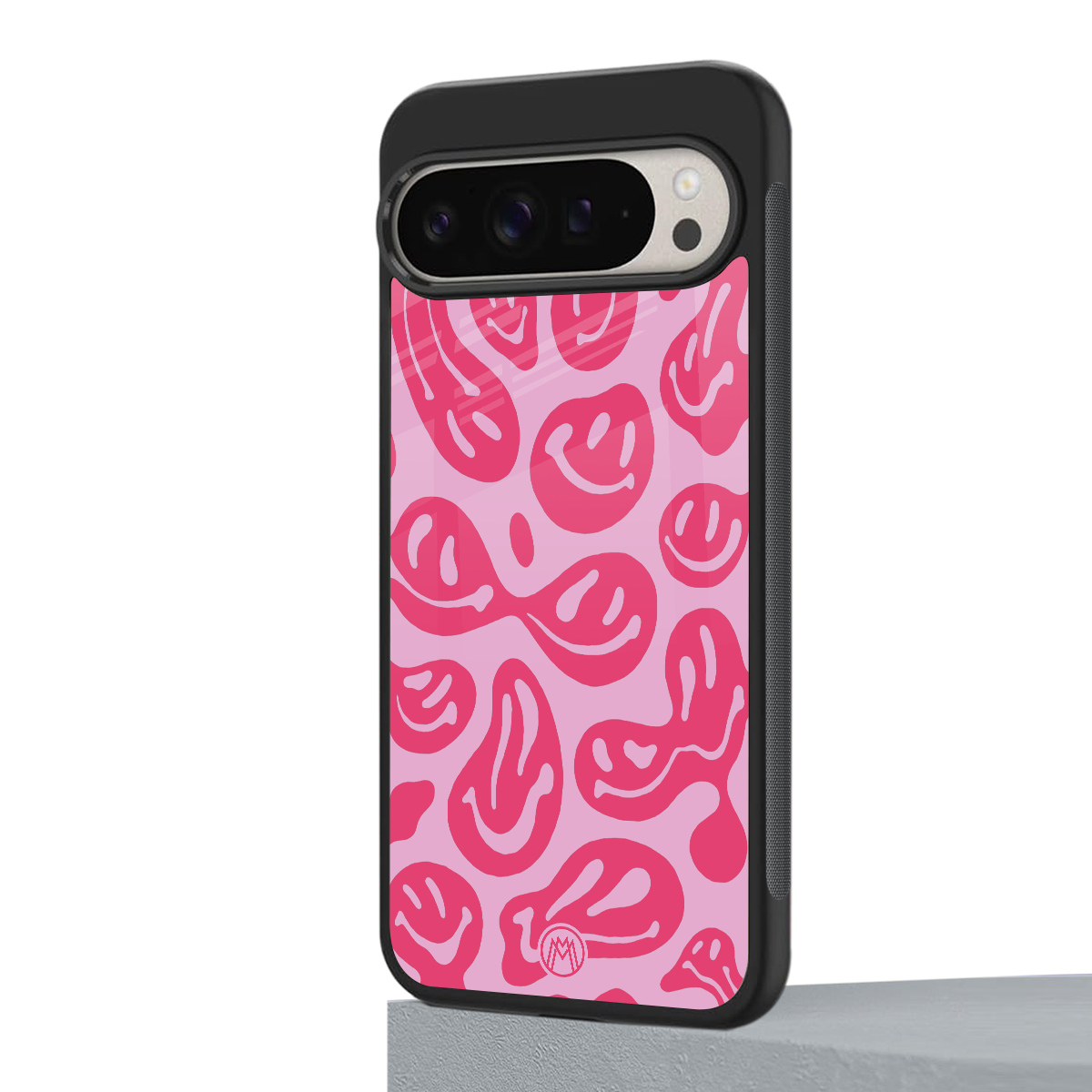 acid smiles bubblegum pink edition back phone cover | glass case for google pixel 9 pro xl