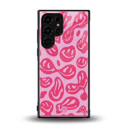 acid smiles bubblegum pink edition back phone cover | glass case for samsung galaxy s24 ultra