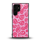 acid smiles bubblegum pink edition back phone cover | glass case for samsung galaxy s23 ultra
