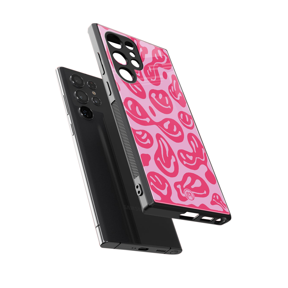 acid smiles bubblegum pink edition back phone cover | glass case for samsung galaxy s23 ultra
