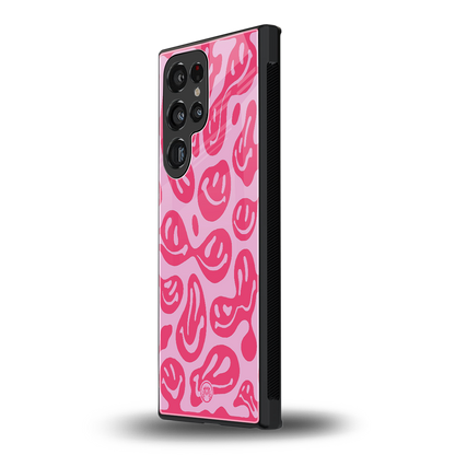 acid smiles bubblegum pink edition back phone cover | glass case for samsung galaxy s24 ultra