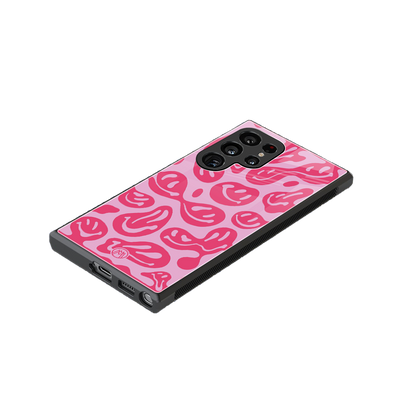 acid smiles bubblegum pink edition back phone cover | glass case for samsung galaxy s24 ultra