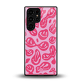 acid smiles bubblegum pink edition back phone cover | glass case for samsung galaxy s25 ultra