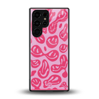 acid smiles bubblegum pink edition back phone cover | glass case for samsung galaxy s25 ultra
