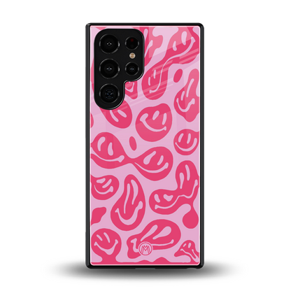 acid smiles bubblegum pink edition back phone cover | glass case for samsung galaxy s25 ultra