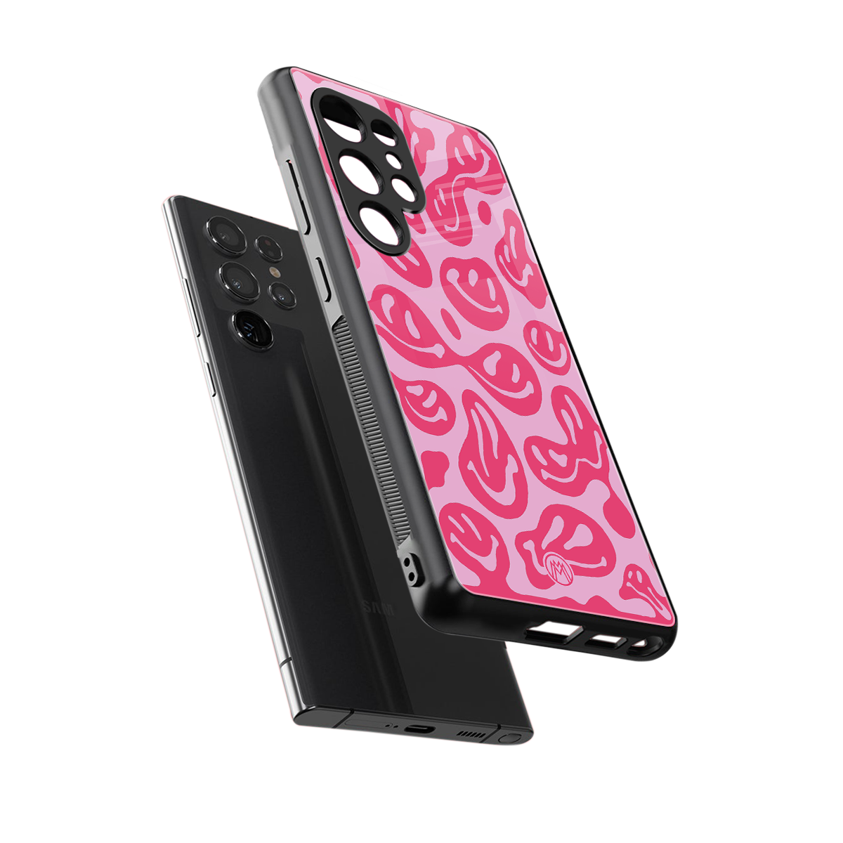acid smiles bubblegum pink edition back phone cover | glass case for samsung galaxy s25 ultra