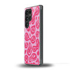 acid smiles bubblegum pink edition back phone cover | glass case for samsung galaxy s25 ultra
