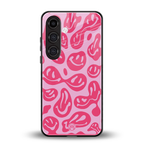 acid smiles bubblegum pink edition back phone cover | glass case for samsung galaxy s24 fe