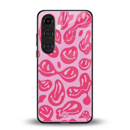 acid smiles bubblegum pink edition back phone cover | glass case for samsung galaxy s24 fe