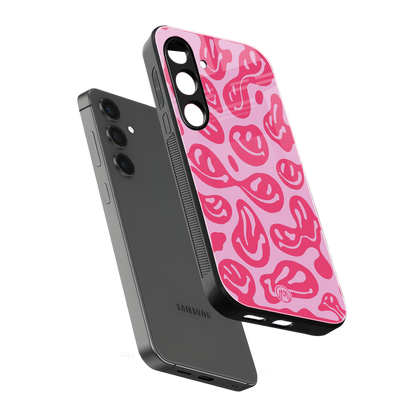 acid smiles bubblegum pink edition back phone cover | glass case for samsung galaxy s24 fe