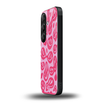 acid smiles bubblegum pink edition back phone cover | glass case for samsung galaxy s24 fe
