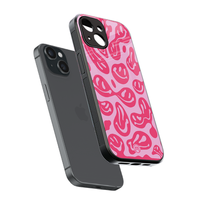 acid smiles bubblegum pink edition back phone cover | glass case for iphone 15