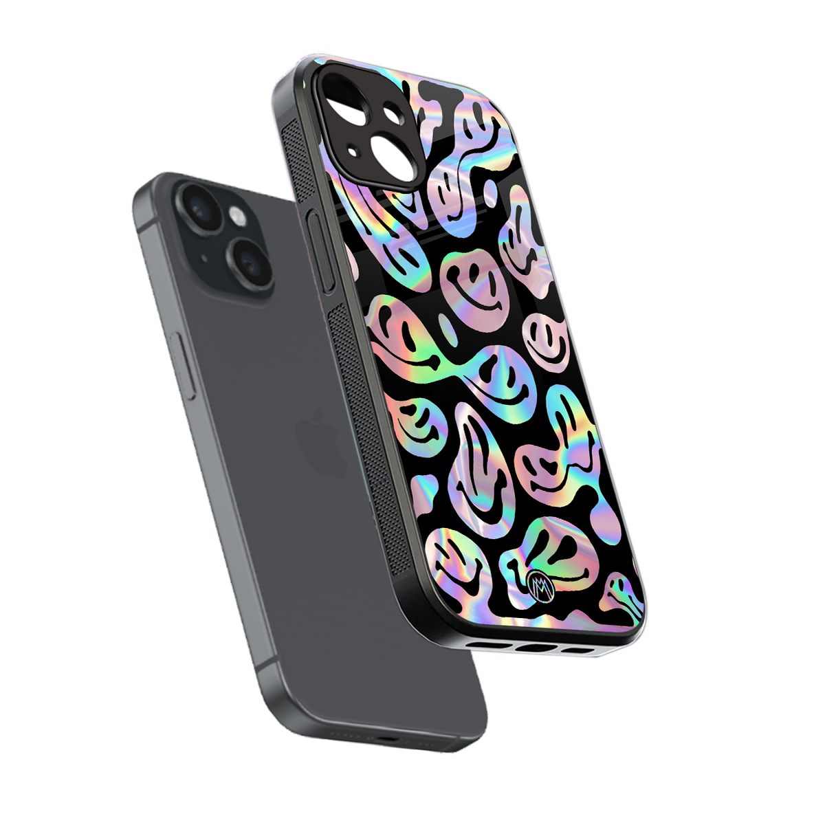 acid smiles chromatic edition back phone cover | glass case for iphone 13 mini