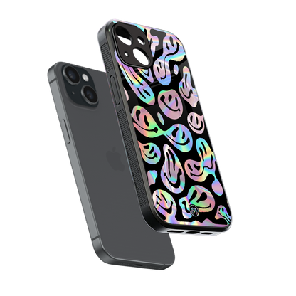 acid smiles chromatic edition back phone cover | glass case for iphone 13 mini