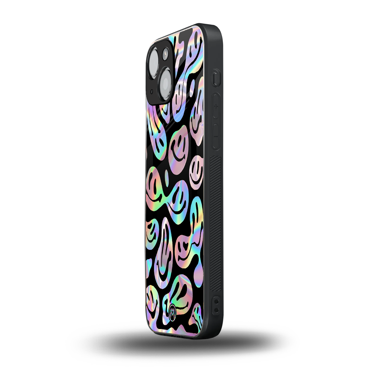 acid smiles chromatic edition back phone cover | glass case for iphone 13 mini