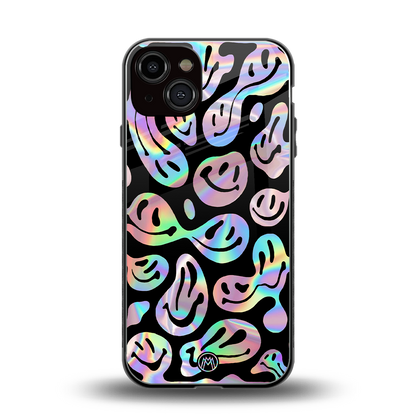 acid smiles chromatic edition back phone cover | glass case for iphone 13