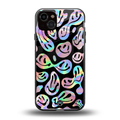 acid smiles chromatic edition back phone cover | glass case for iphone 15 plus