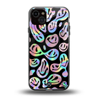 acid smiles chromatic edition back phone cover | glass case for iphone 15 plus