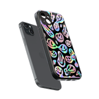 acid smiles chromatic edition back phone cover | glass case for iphone 15 plus