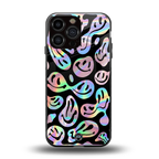 acid smiles chromatic edition back phone cover | glass case for iphone 15 pro max