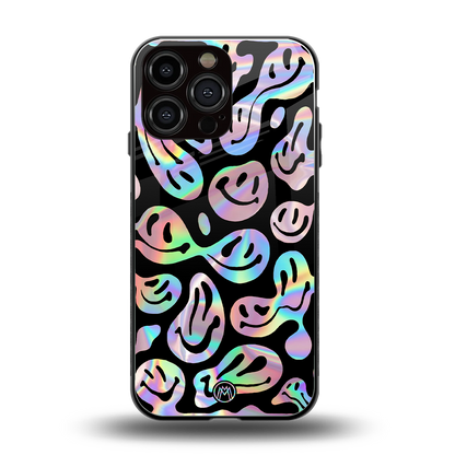 acid smiles chromatic edition back phone cover | glass case for iphone 14 pro max