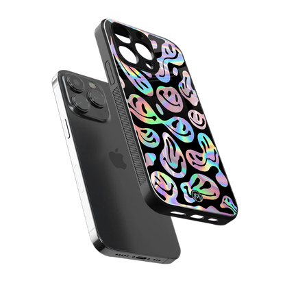 acid smiles chromatic edition back phone cover | glass case for iphone 14 pro max
